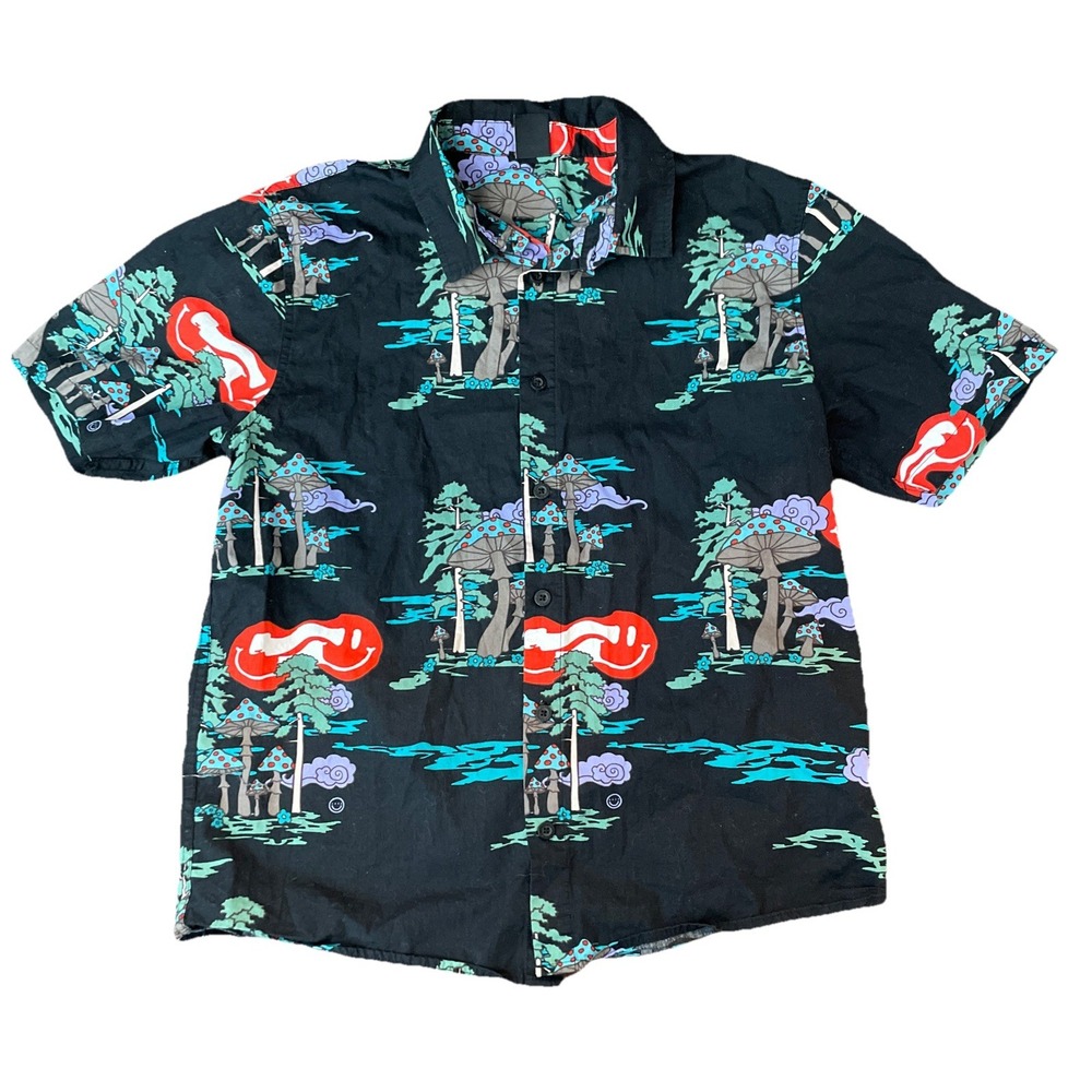 NEFF Psychedelic Mushroom Forest Shirt Mens‎ Small Button Up